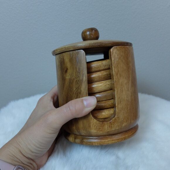 Handmade Wooden Coasters Set of 6pcs NEW - Picture 4 of 7